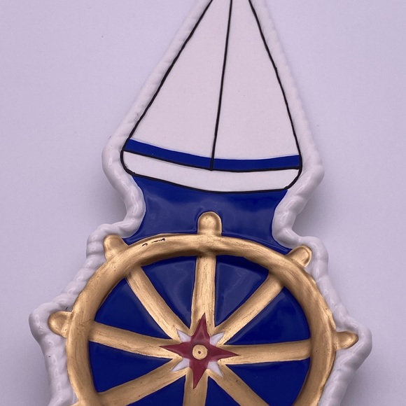 Lefton Nautical Spoon Rest | Blue and White | Gold Trim | Vintage 1998 - Picture 4 of 5